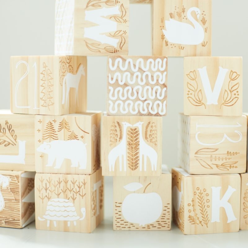 Etched Wooden Baby Blocks - Image 1