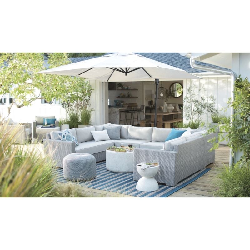 Sunbrella ® 20"x13" White Sand Outdoor Lumbar Pillow - Image 2