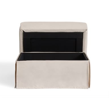 PB Comfort Slipcovered Storage Ottoman, Polyester Wrapped Cushions, Performance Everydaysuede(TM) Stone - Image 3