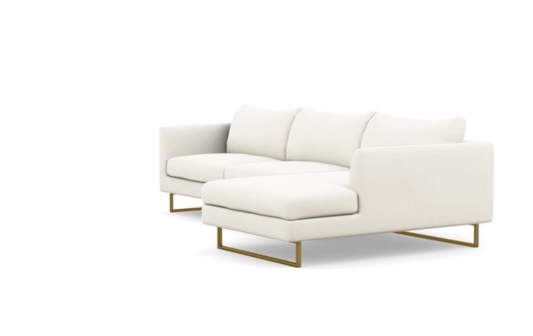 Owens Right Sectional with White Ivory Fabric, down alt. cushions, extended chaise, and Matte Brass legs - Image 4