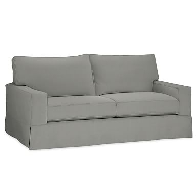 PB Comfort Square Arm Slipcovered Grand Sofa 87", Box Edge, Memory Foam Cushions, Performance Everydaysuede(TM) Metal Gray - Image 2