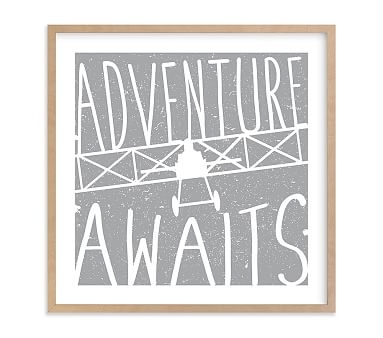 Adventure Awaits Vintage Airplane Wall Art by Minted(R), 16x16, Natural - Image 0