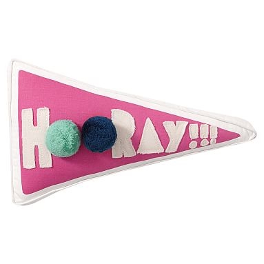 Peppy Poms Filled Pennant Pillow, Hooray - Image 0