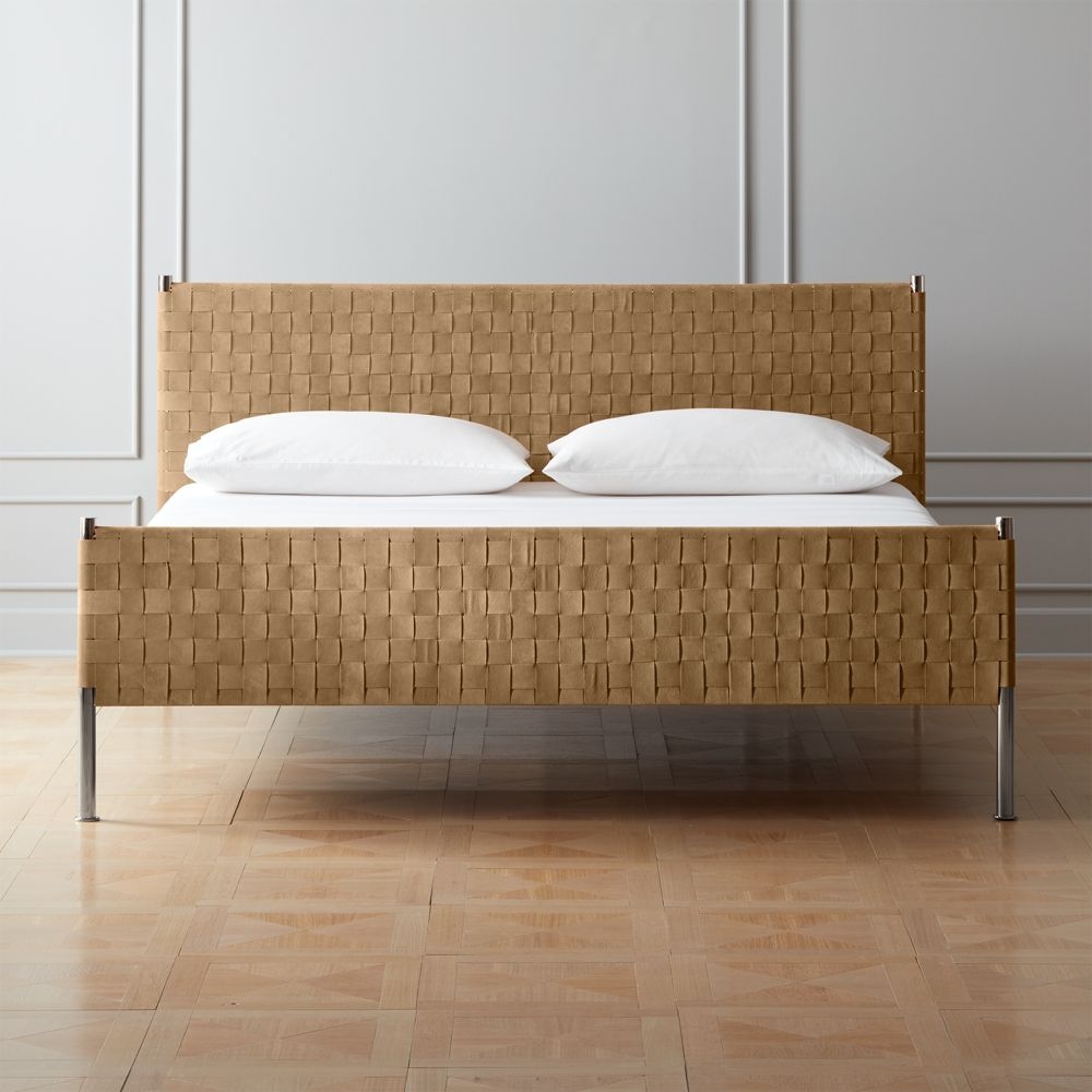 Woven Brown Suede King Bed - Image 0