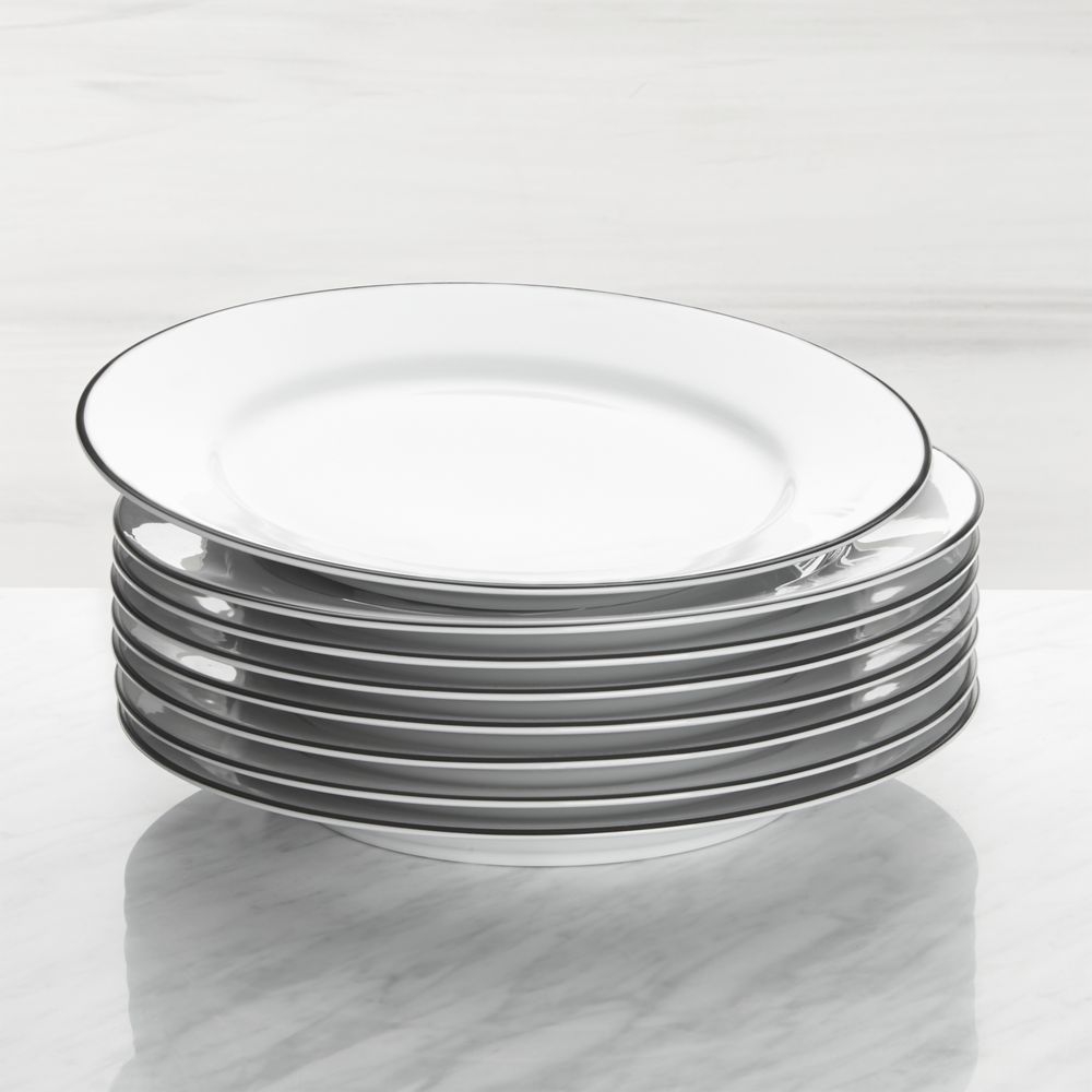 Aspen Black Band Dinner Plates, Set of 8 - Image 0