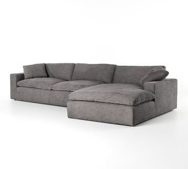 Milo Upholstered Right Arm Sofa with Chaise Sectional, Down Blend Wrapped Cushions, Brushed Crossweave Light Gray - Image 1