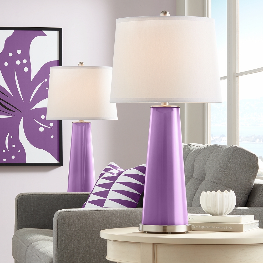 Color Plus Leo 29 1/2" Passionate Purple Glass Table Lamps Set of 2 - Image 0