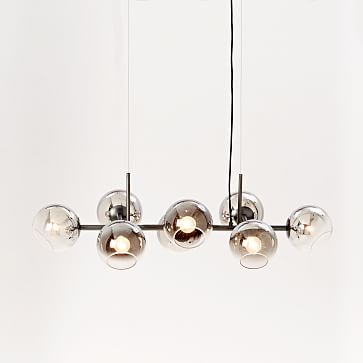 Staggered Glass Chandelier, 8-Light, Antique Brass - Image 2