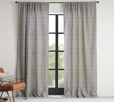 Mitzi Print Curtain, Charcoal Multi, 96 x 50" - Image 1