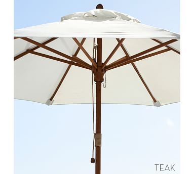 9' Round Umbrella with Aluminum Tilt Pole, Water-Resistant Canvas; Natural - Image 4