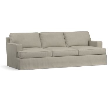 Townsend Square Arm Slipcovered Grand Sofa 100.5", Polyester Wrapped Cushions, Performance Tweed Silver Taupe - Image 0