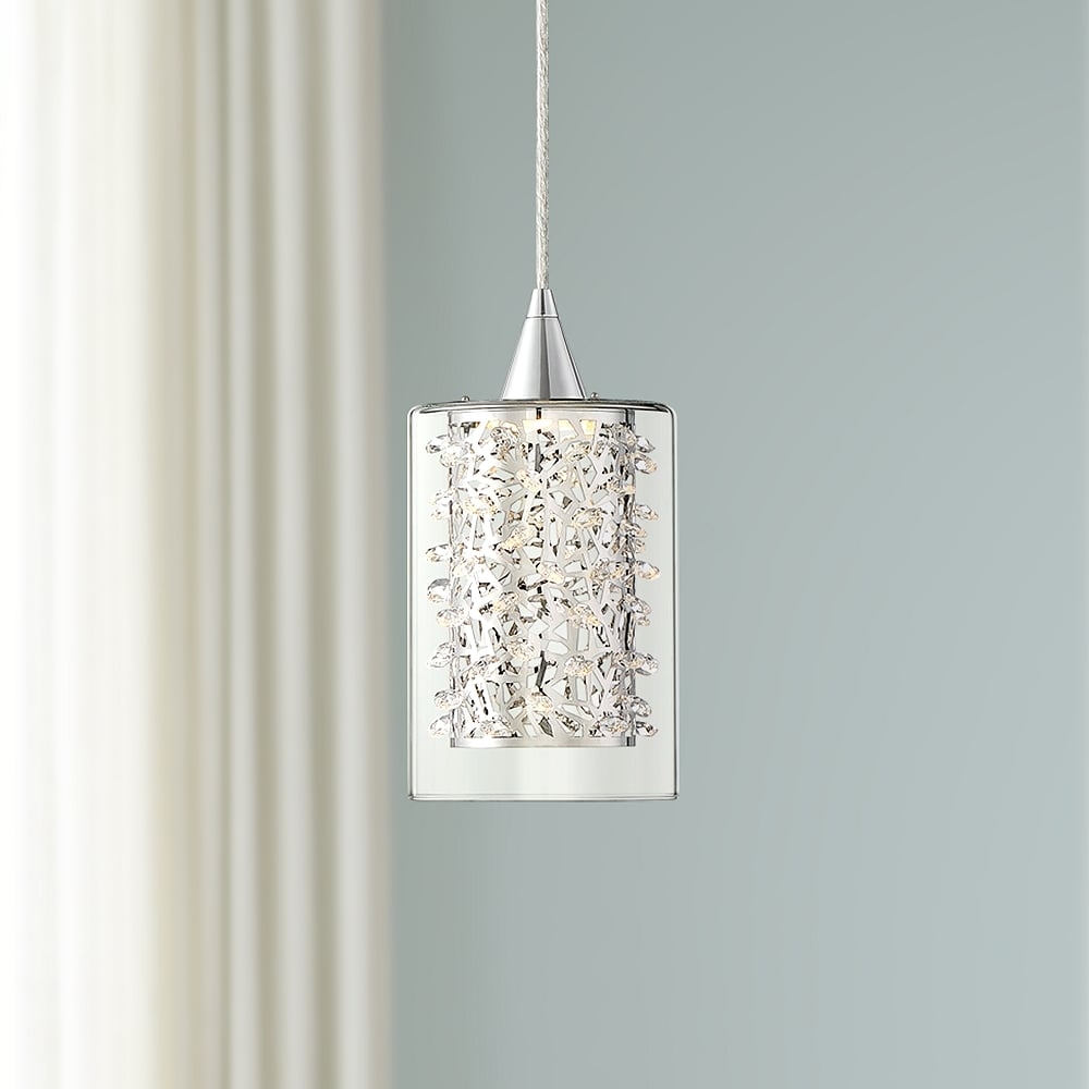 Possini Euro Enya 5 1/2" Wide Modern Chrome LED Mini Pendant - Image 0