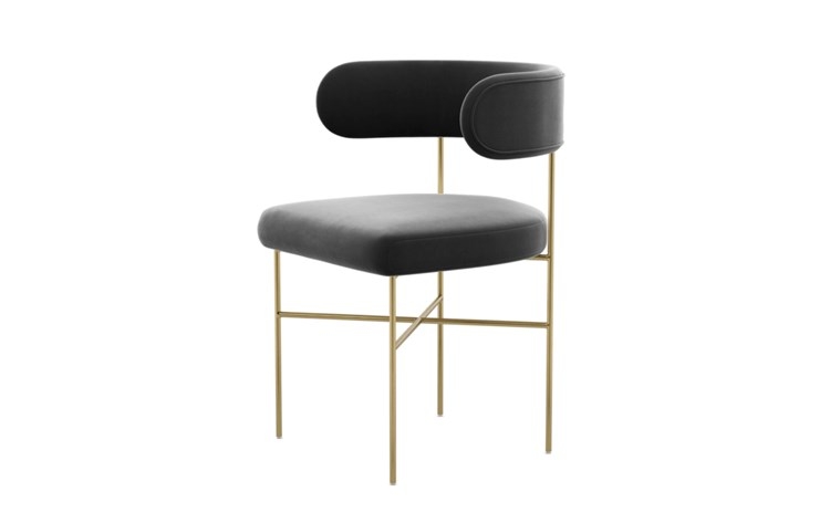 Audrey Dining Chair with Narwhal Fabric and Matte Brass legs - Image 3