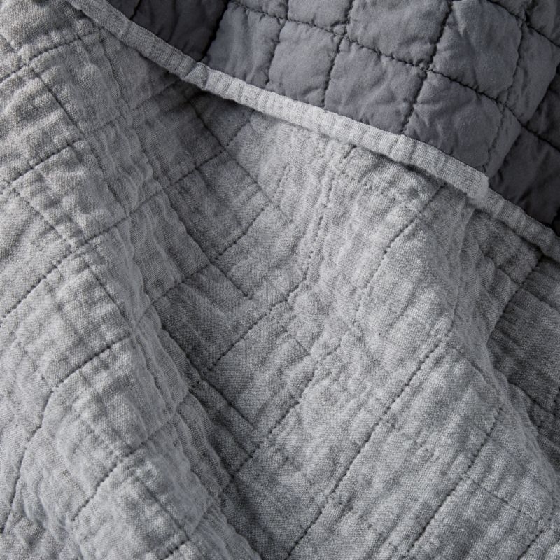 Grey Belgian Flax Linen Quilt Full/Queen - Image 2