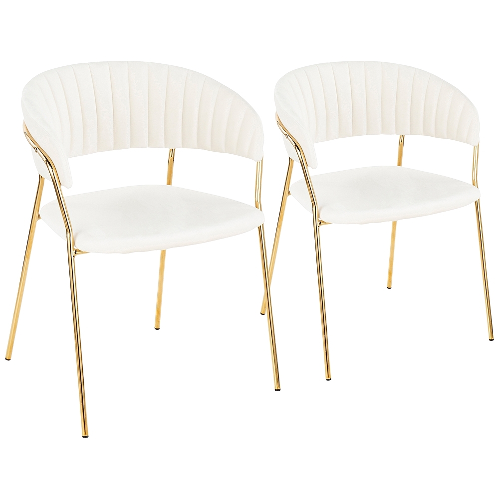Tania Gold Metal with White Velvet Armchairs Set of 2 - Style # 60G78 - Image 0