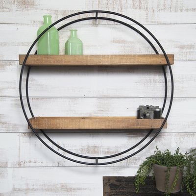 Maisha Round Metal and Wood Wall Shelf - Image 0