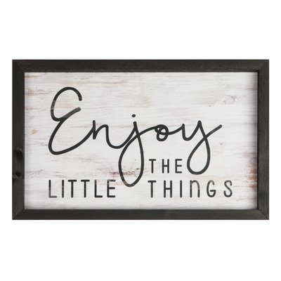 'Enjoy the Little Things' Shadowbox Textual Art on Wood - Image 0
