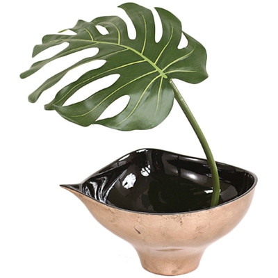 Single Silk Philodendron Leaf Floor Foliage Plant in Planter - Image 0