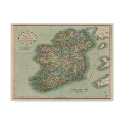 'Vintage Map of Ireland' Graphic Art Print on Canvas - Image 0