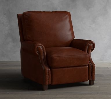 James Leather Power Tech Recliner, Down Blend Wrapped Cushions, Statesville Toffee - Image 1