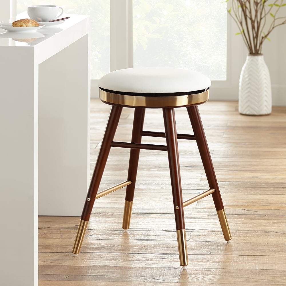 Studio 55 Parker 26" Modern Backless White and Gold Counter Stool - Image 0