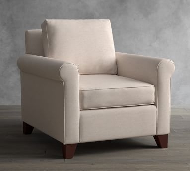 Cameron Roll Arm Upholstered Deep Seat Armchair, Polyester Wrapped Cushions, Twill Cream - Image 1