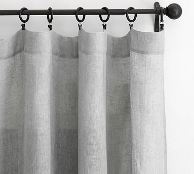 Belgian Linen Rod Pocket Sheer Curtain Made with Libeco™ Linen, Gray, 50" x 96" - Image 0