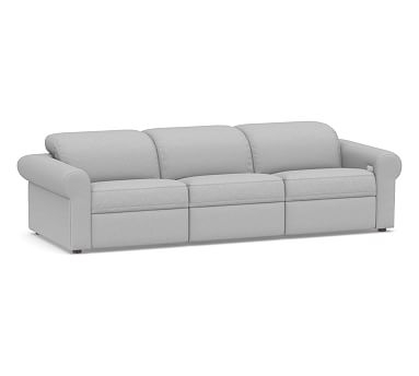 Ultra Lounge Roll Arm Upholstered 3-Piece Reclining Sofa, Polyester Wrapped Cushions, Brushed Crossweave Light Gray - Image 0