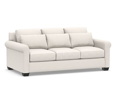 York Roll Arm Deep Seat Upholstered Sofa 84", Down Blend Wrapped Cushions, Sunbrella(R) Performance Chenille Salt - Image 0