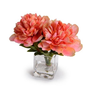 Coral Peonies Floral Arrangement in Vase - Image 0