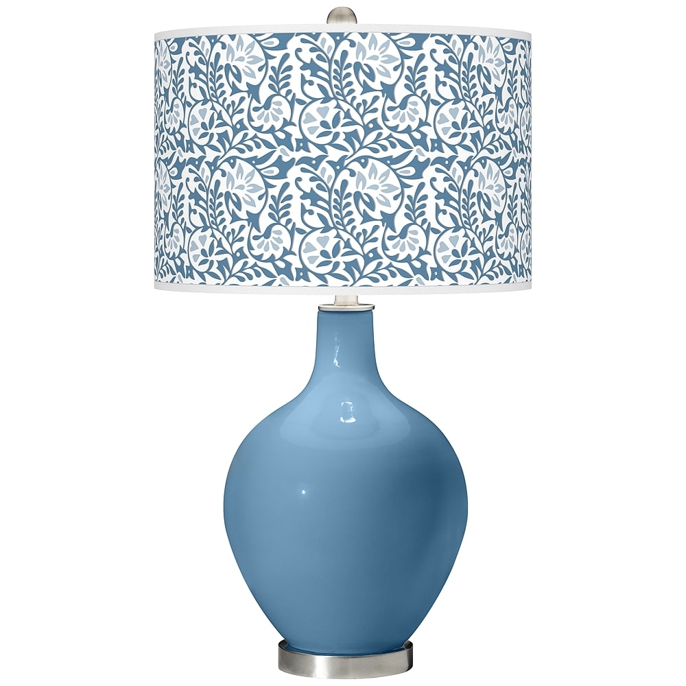 Color Plus Ovo 28 1/2" High Gardenia Shade Secure Blue Table Lamp - Image 0