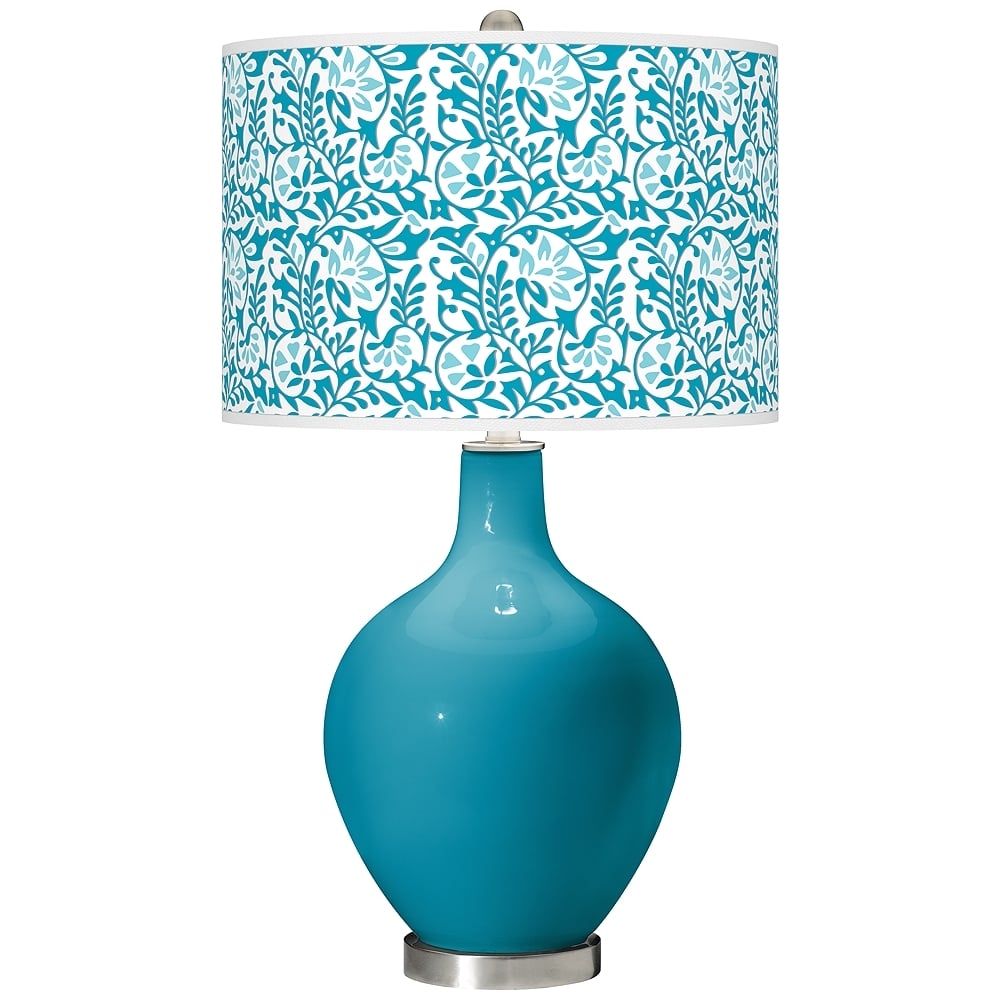 Color Plus Ovo 28 1/2" Gardenia Shade Caribbean Sea Blue Table Lamp - Image 0