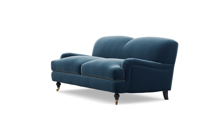Rose by The Everygirl Sofa with Sapphire Fabric and Matte Black with Brass Caster legs - Image 4