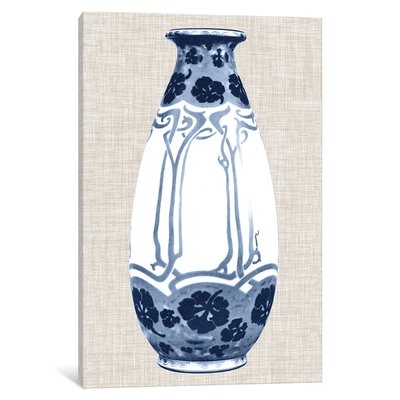 'Blue & White Vase II' Graphic Art Print on Canvas - Image 0