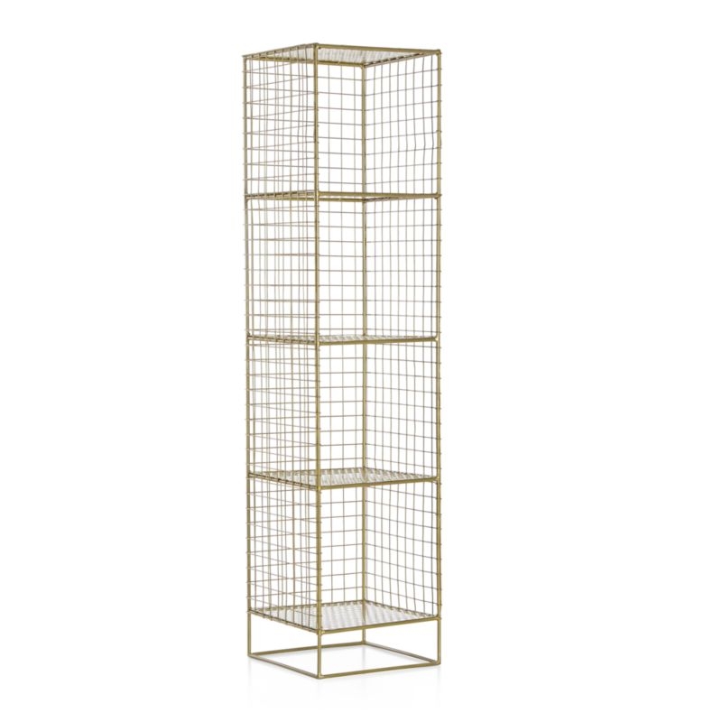 On the Grid Gold 4-Cube Narrow Bookcase - Image 1