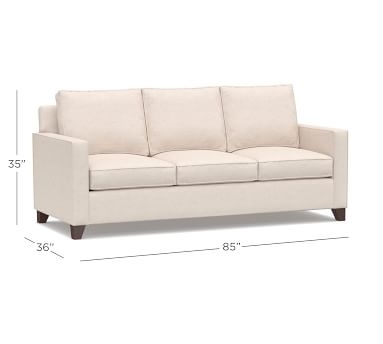 Cameron Square Arm Upholstered Queen Sleeper Sofa with Memory Foam Mattress, Polyester Wrapped Cushions, Sunbrella(R) Performance Chenille Fog - Image 3
