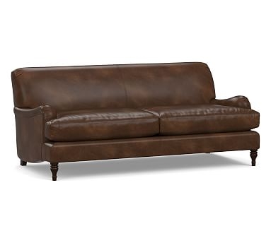 Carlisle Leather Sofa 80", Polyester Wrapped Cushions, Vintage Cocoa - Image 2
