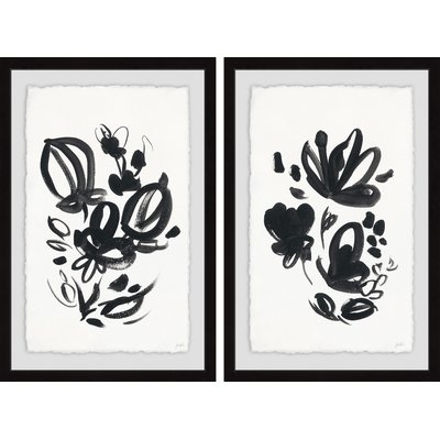 'Flower Buds' 2 Piece Framed Acrylic Painting Print Set - Image 0