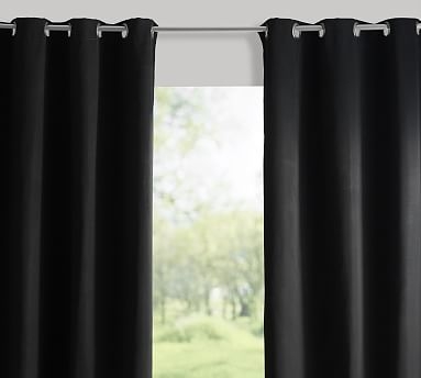 Sunbrella(R) Solid Outdoor Grommet Curtain, 50 x 96", Black - Image 2