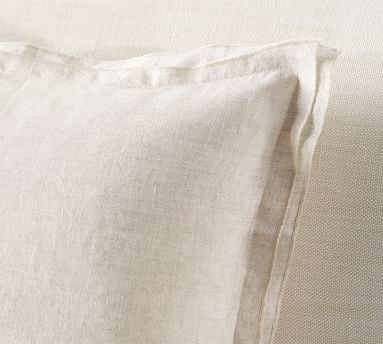 Belgian Flax Linen Flange Pillow Cover, 18", Ebony - Image 1