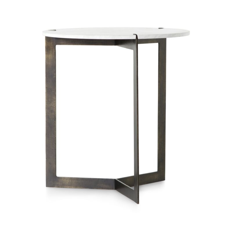 Kace White Marble End Table 20"Wx20"Dx22"H - Image 1
