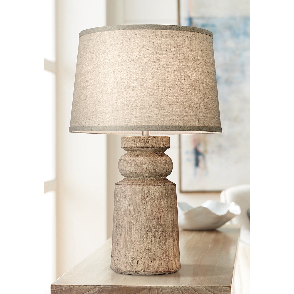 Totem Natural Faux Wood Table Lamp - 27"H - Image 0