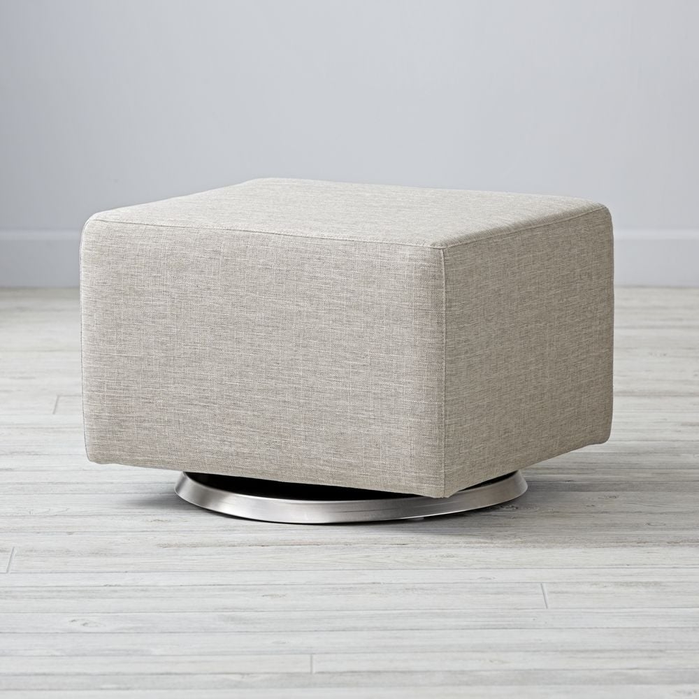 Milo Grey Nursery Gliding Ottoman with Silver Base - Image 0