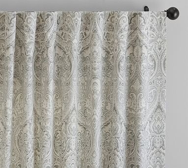 Mackenna Paisley Linen Cotton Drape, 50x84", Taupe - Image 0