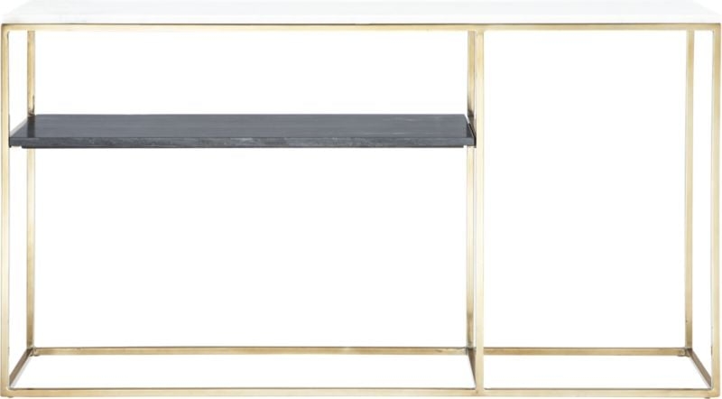 2 TONE GREY AND WHITE MARBLE CONSOLE - Image 1