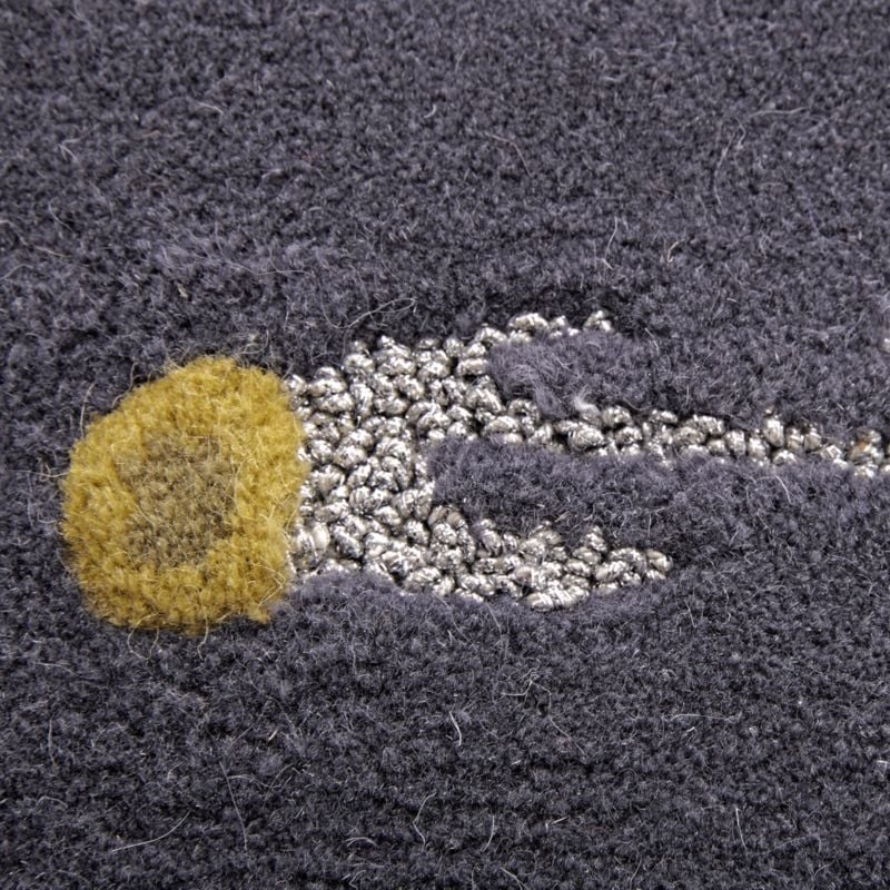 Dark Blue Outer Space Kids Rug 4x6 - Image 1