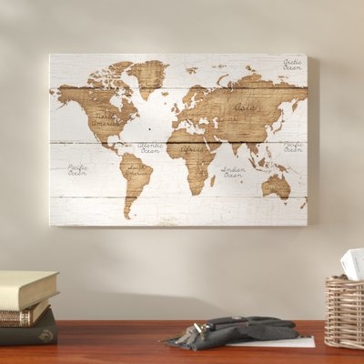 'Distressed World Map' Graphic Art Print on Canvas - Image 0