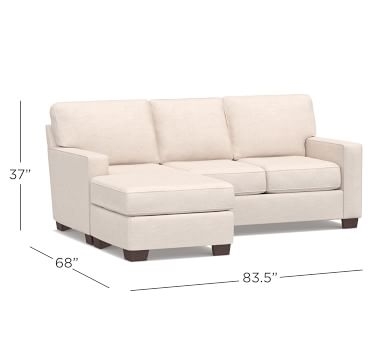 Buchanan Square Arm Upholstered Sofa with Reversible Chaise Sectional, Polyester Wrapped Cushions, Sunbrella(R) Performance Slub Tweed Ash - Image 3