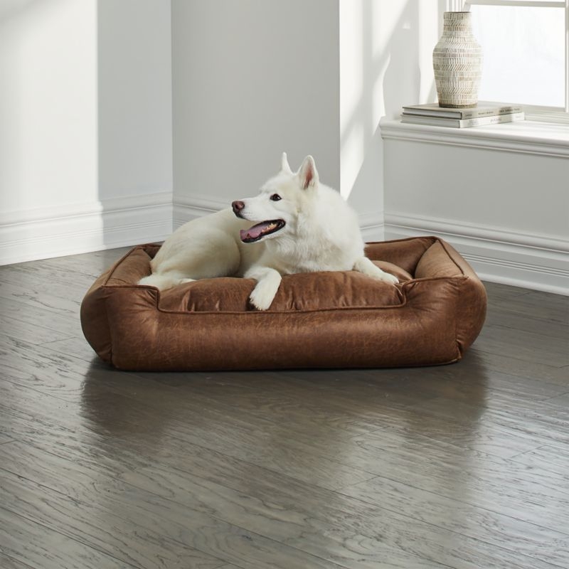 Lounge Faux Leather Vintage Large Dog Bed - Image 3