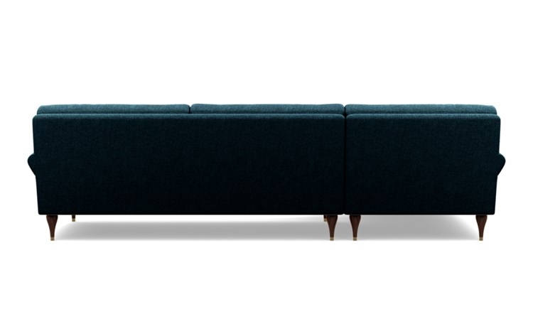 Maxwell Left Sectional with Blue Indigo Fabric and Oiled Walnut with Brass Cap legs - Image 3